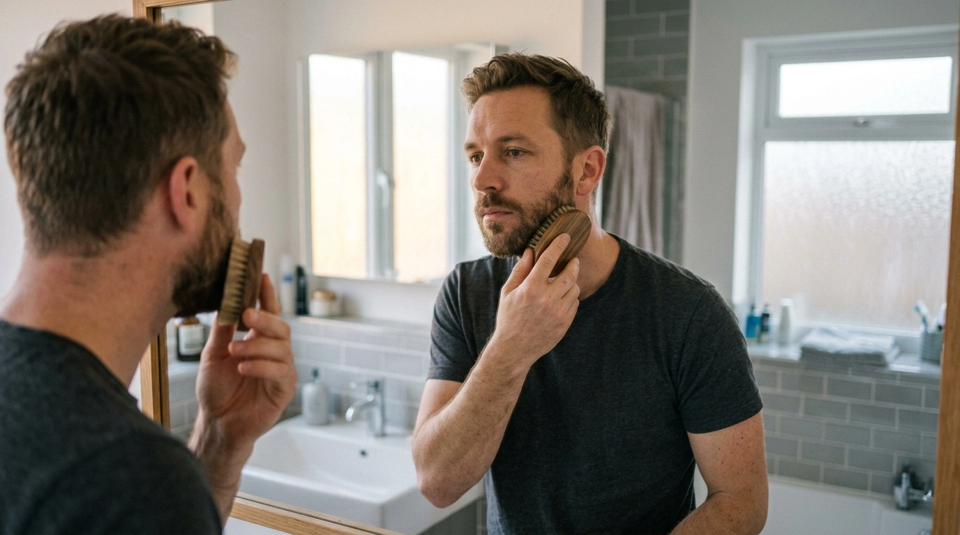 Medium-Soft Boar Bristle Palm Beard Brush for Men